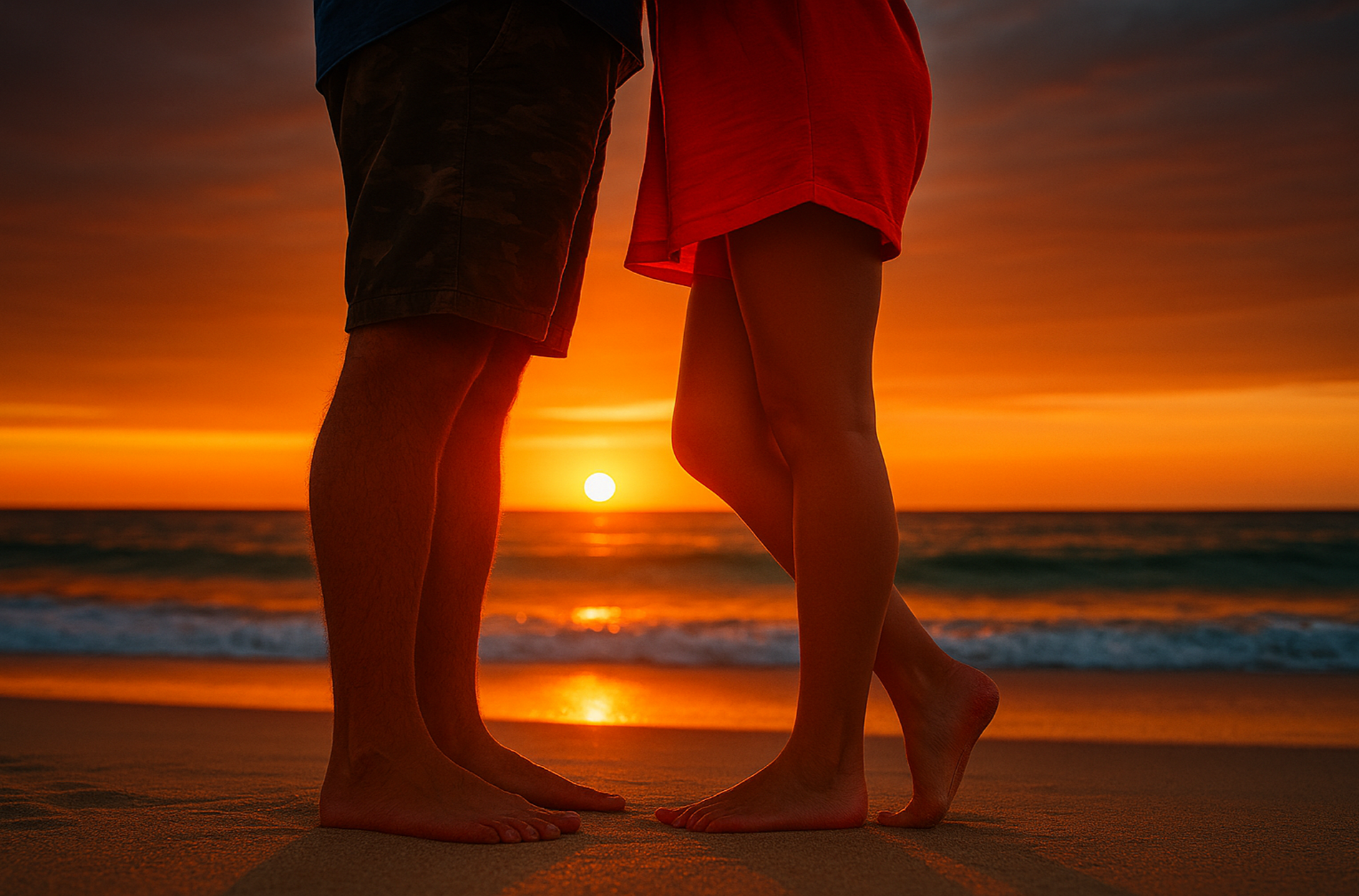 Couple at sunset beach